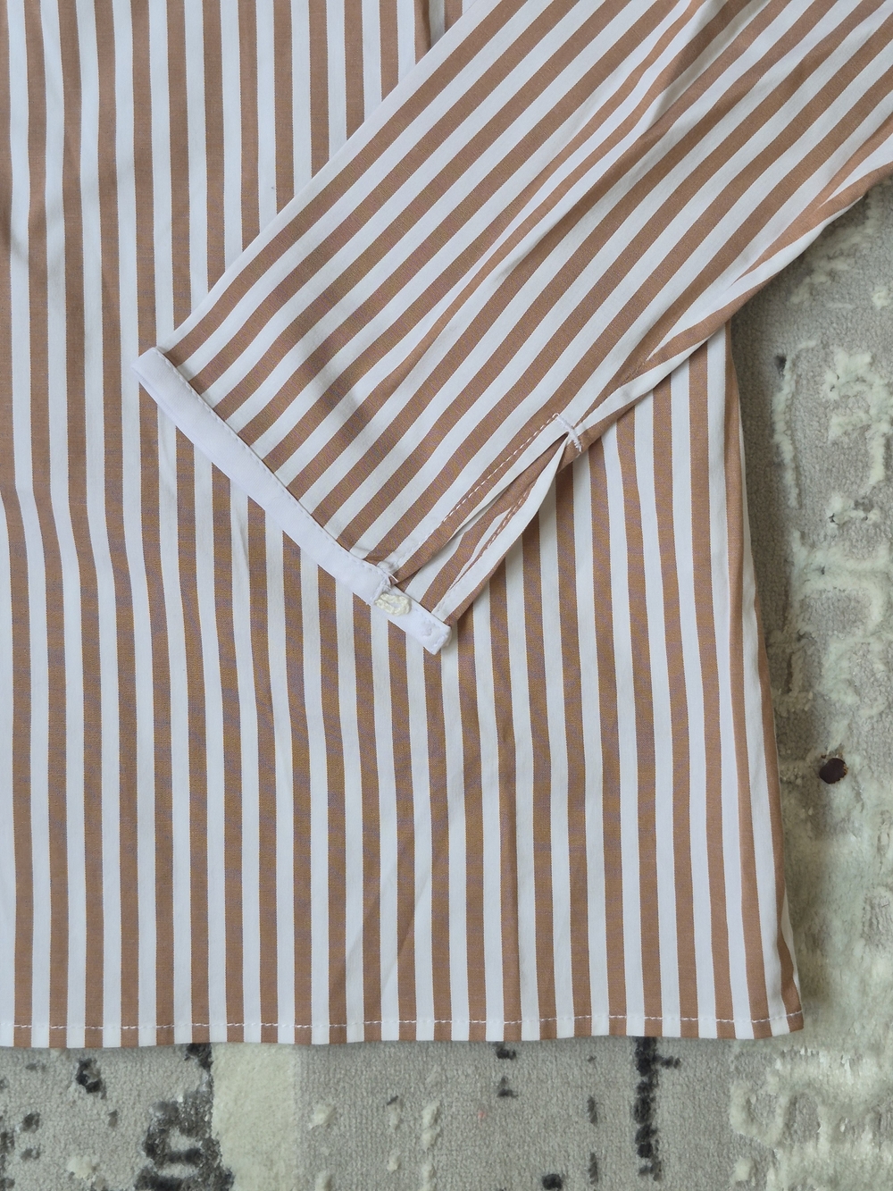 Nespresso White & Brown Vertical Stripe Long-Sleeve Shirt 40 New - Picture 5 of 11